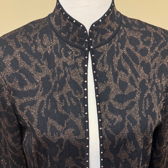 Ming Wang Black/Brown/Gold Patterned Blazer Size S pre-owned. - Picture 4 of 6